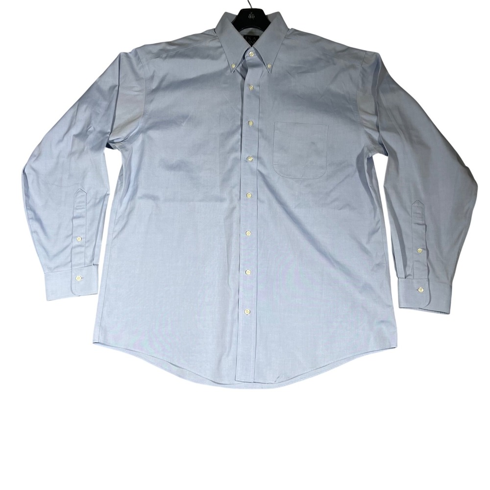 Jos A Bank Mens Traveler Collection Light Blue Cotton Button Down Shirt 16-35